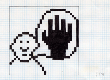 mac icon sketch for Stop by Susan Kare